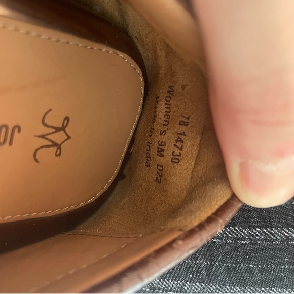 JOHNSTON AND MURPHY Brown Leather Maggie Bit Croc Embossed Driving Loafers 9M - Picture 6 of 9